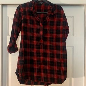 Red and plaid flannel tunic